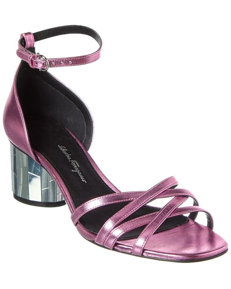 Ferragamo Flor Leather Sandal Pink