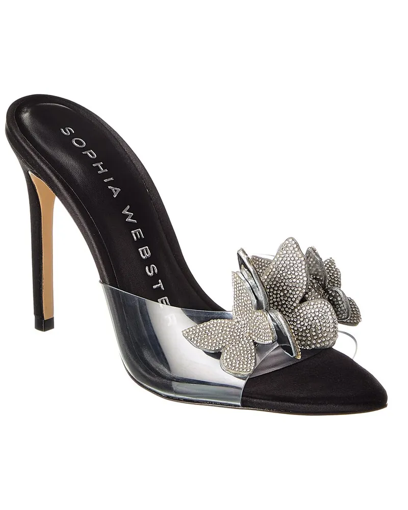 Sophia Webster Titania Satin & Vinyl Sandal Black