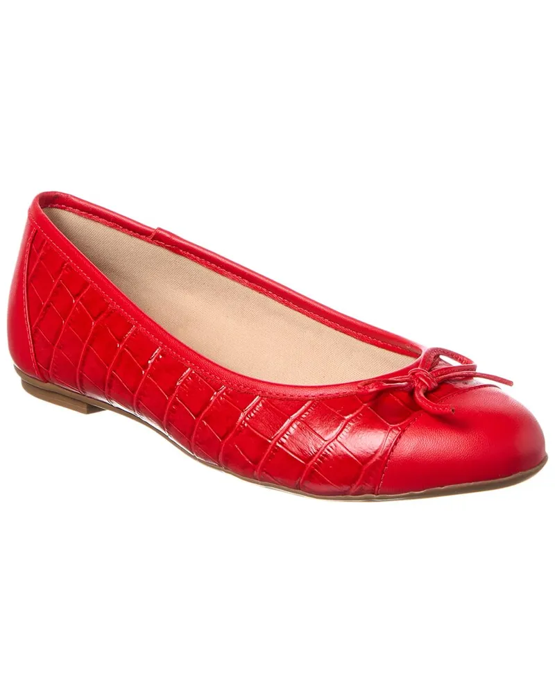 French Soule Cordelia Croc-Embossed Leather Flat Red