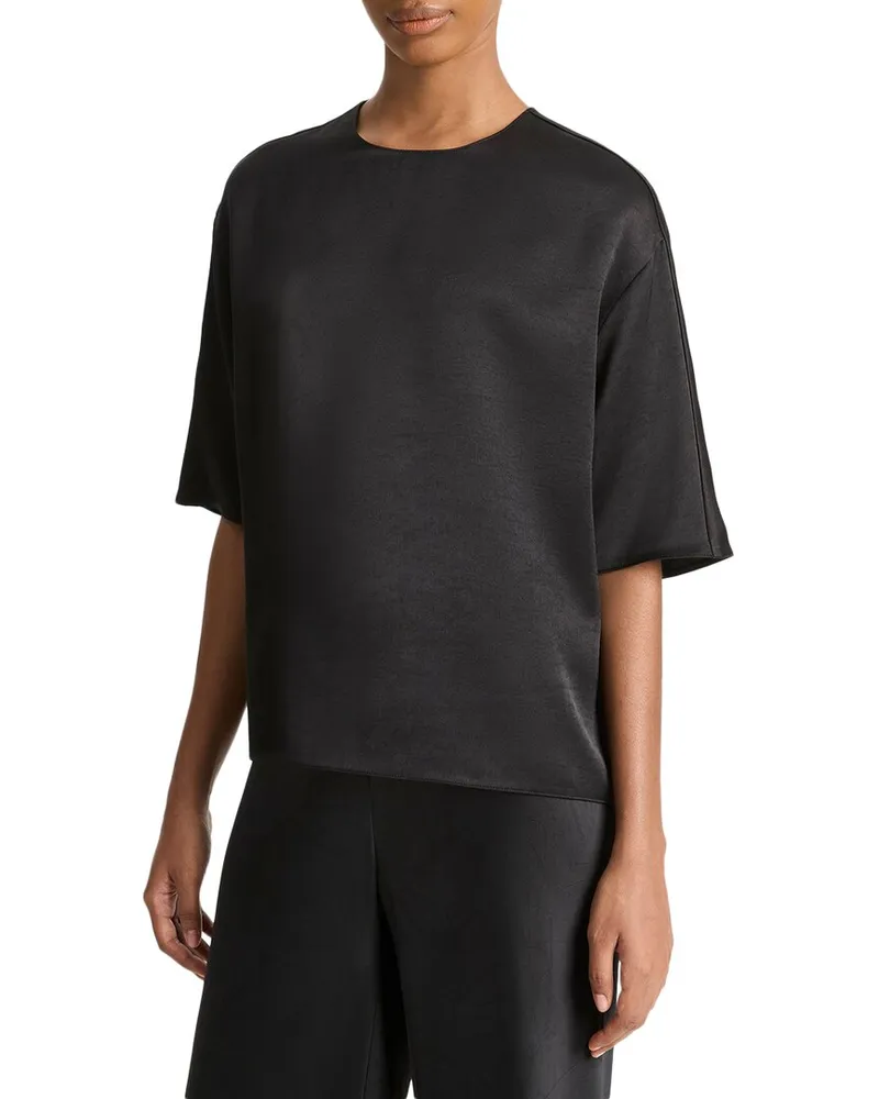 Vince Fluid Satin Blouse Black