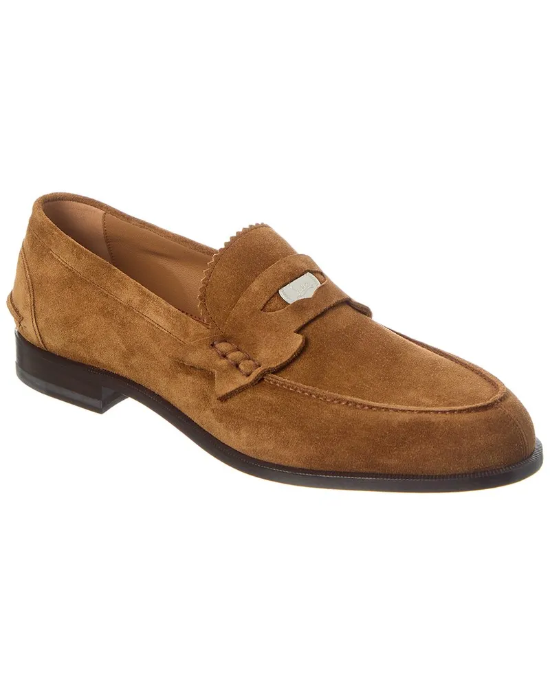 Christian Louboutin Suede Penny Loafer Brown