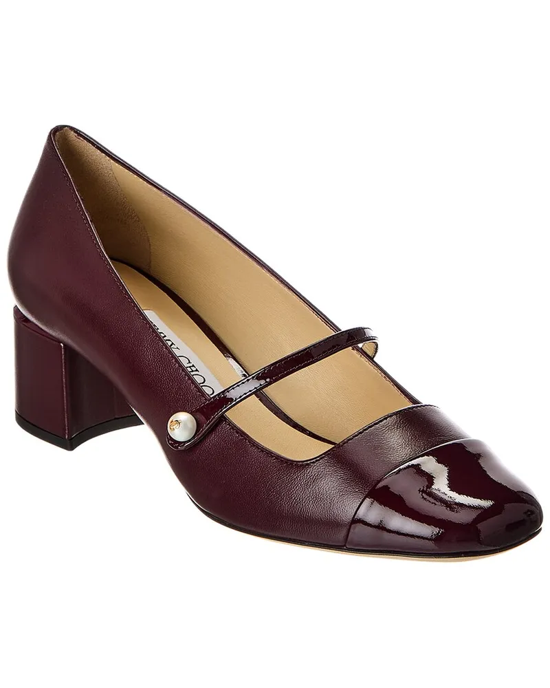 Jimmy Choo Elisa 45 Leather & Patent Pump Red
