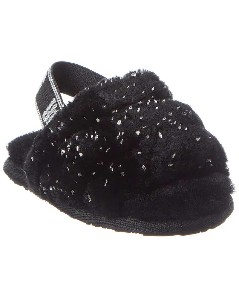 UGG Fluff Yeah Metallic Sparkle Slide Black
