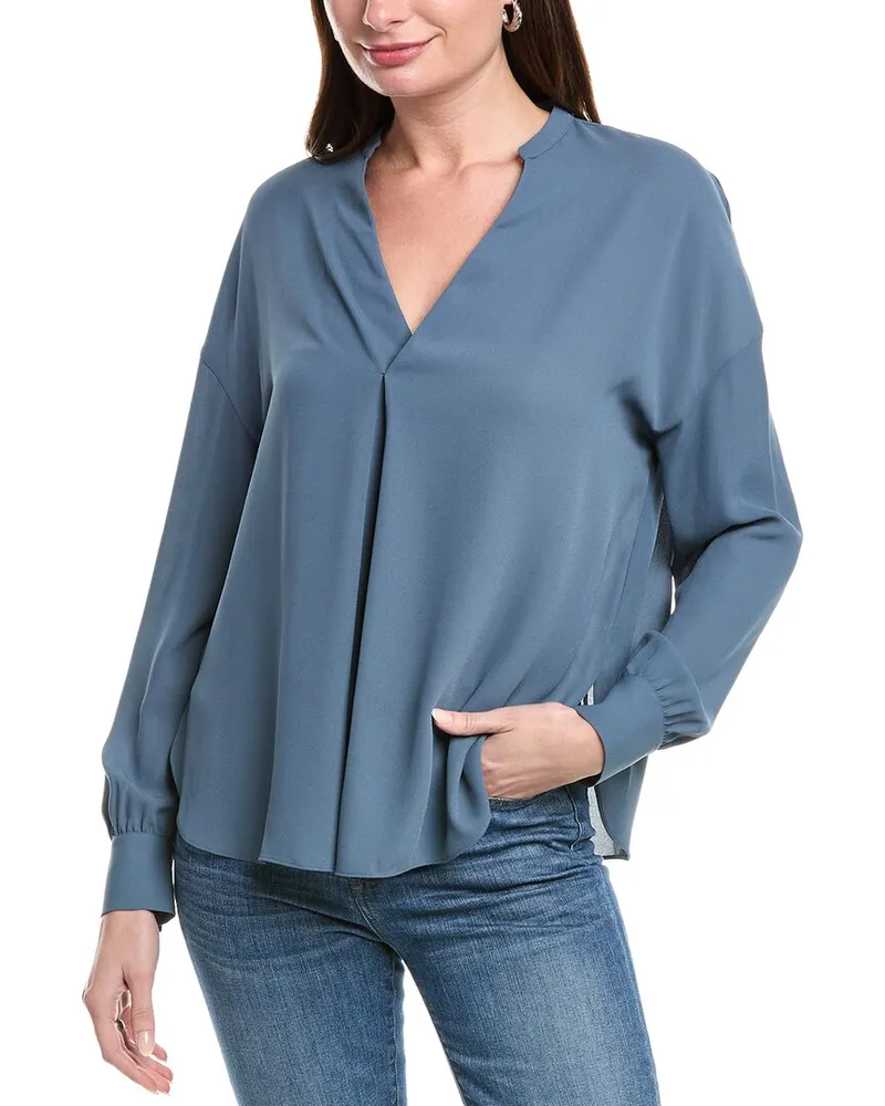 Vince Front Pleat Blouse Blue