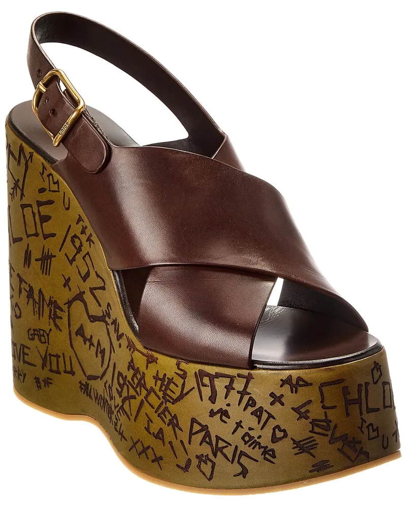 Chloé Maxime Leather Wedge Sandal Nocolor