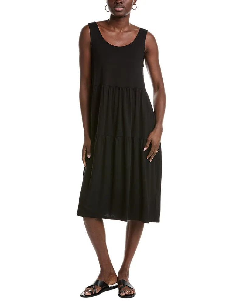 Eileen Fisher Tiered Midi Dress Black