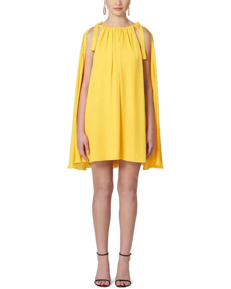 Carolina Herrera New York Ruched Neck Halter Mini Dress Yellow