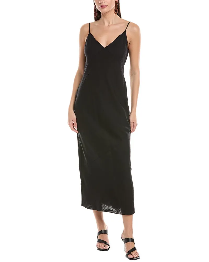 Onia Crinkle Slip Dress Black