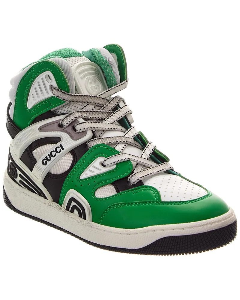 Gucci Basket Leather & Mesh Sneaker Green