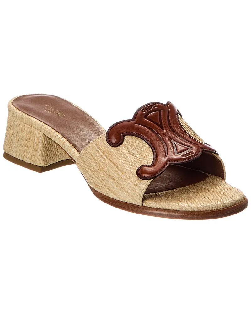 Celine Clemence Raffia & Leather Mule Brown