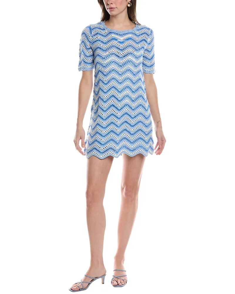 Ganni Crochet Mini Dress Blue