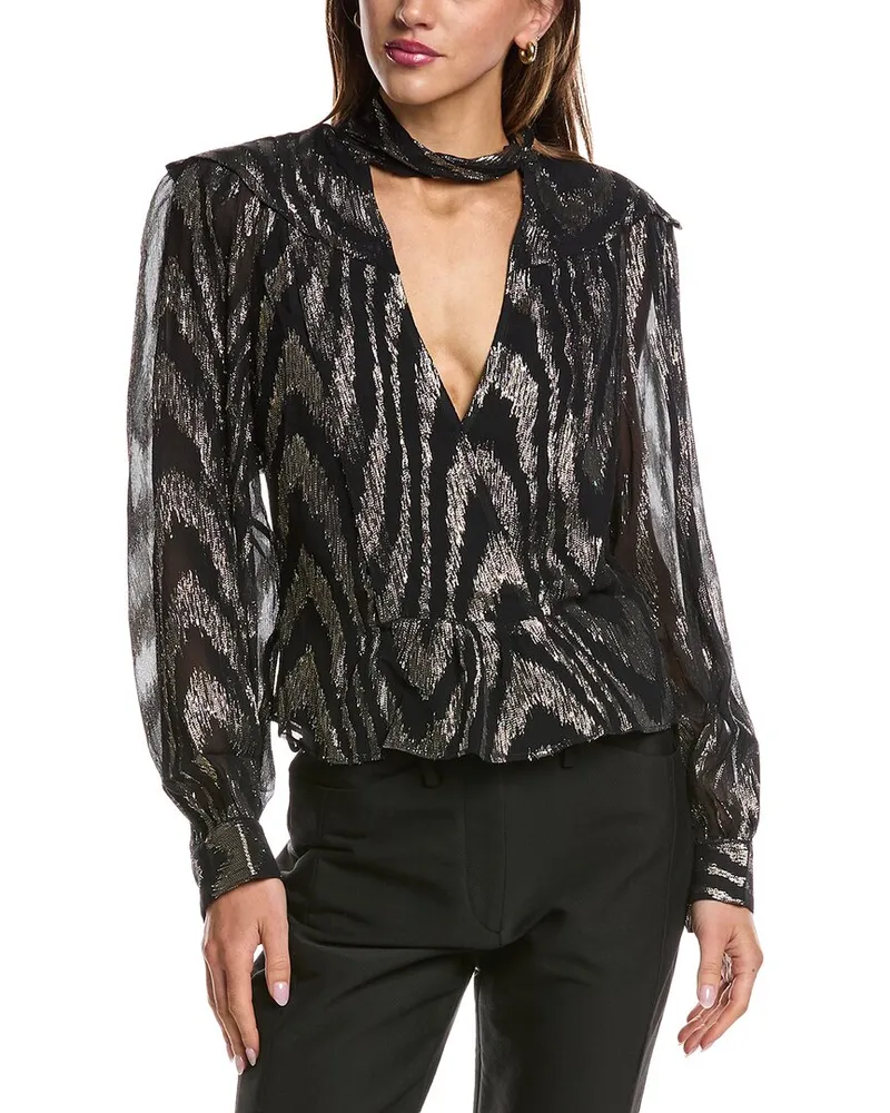 IRO Lila Silk-Blend Top Black