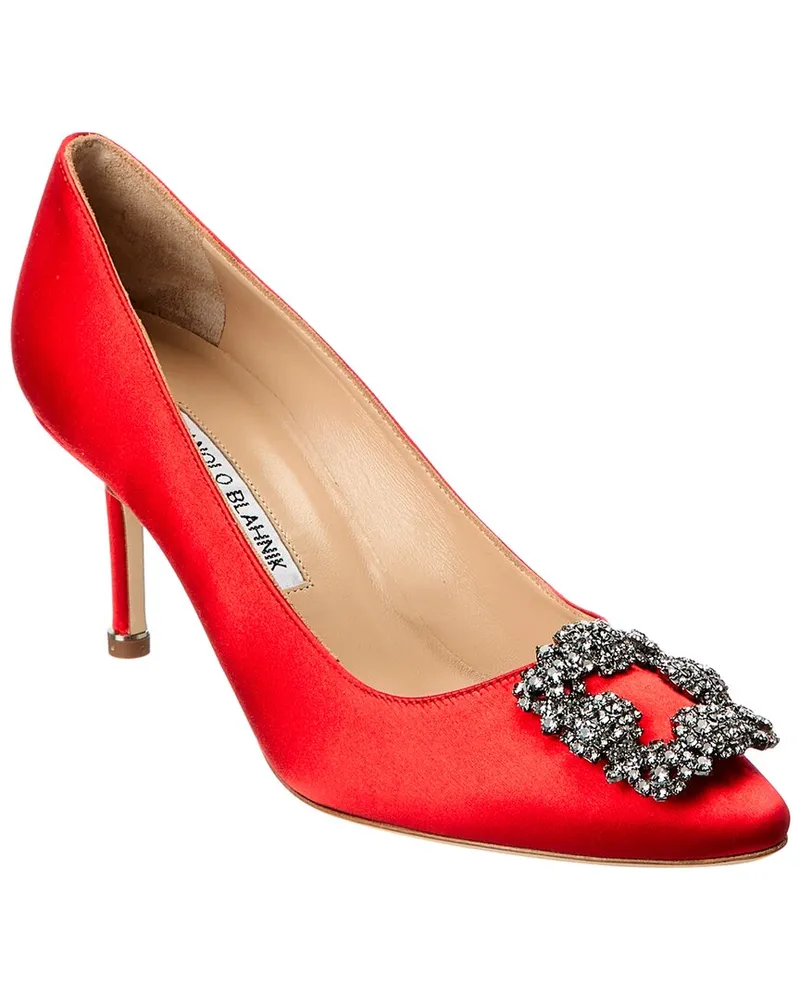Manolo Blahnik Hangisi 70 Satin Pump Red