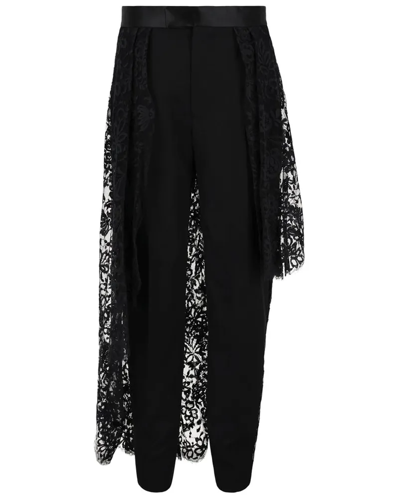 Alexander McQueen Silk-Trim Wool Trouser Nocolor