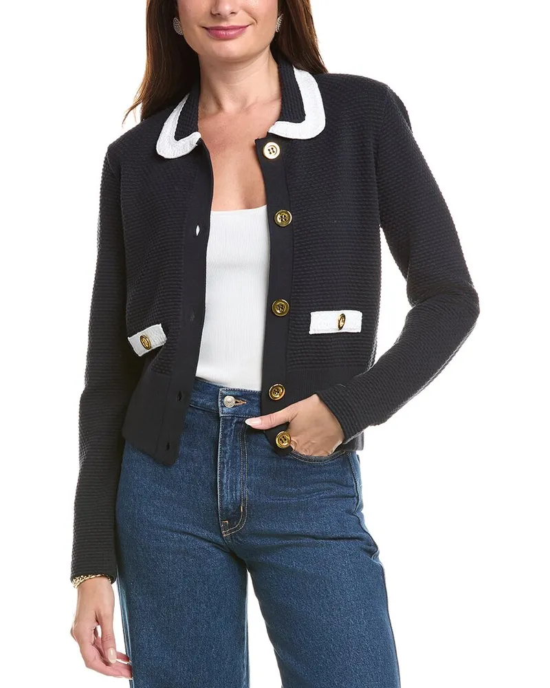 ST. JOHN Punto Riso Knit Jacket Blue