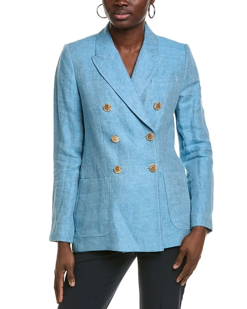 Elie Tahari The Kenna Linen Blazer Blue
