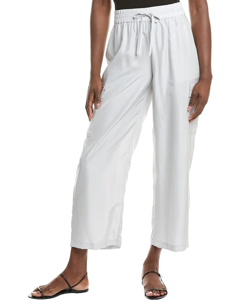 Eileen Fisher Petite Flare Silk Cargo Pant Gray