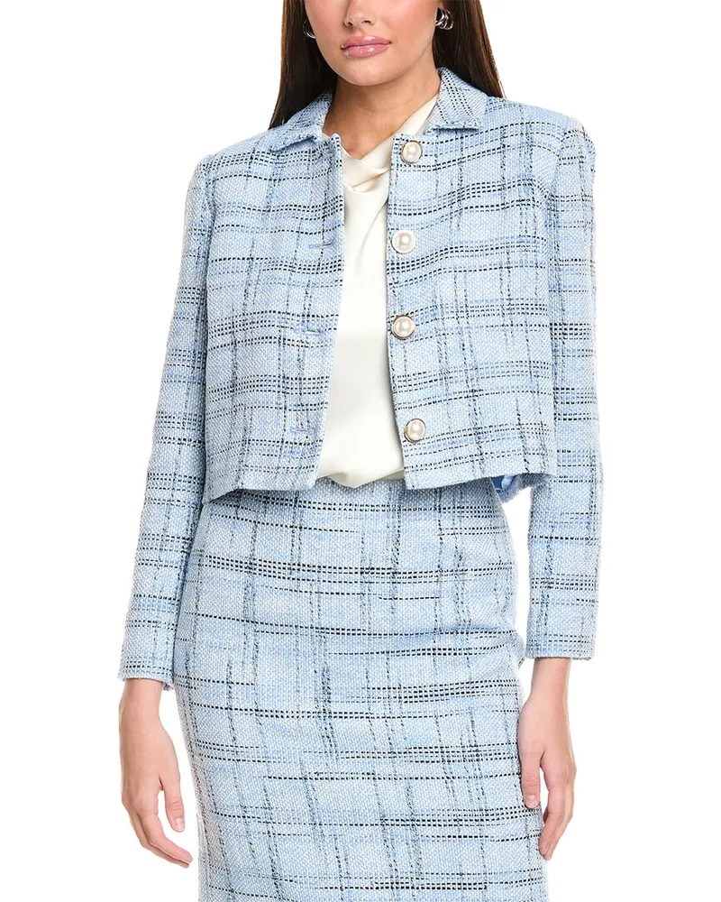 ST. JOHN Prince Of Whales Plaid Jacket Purple