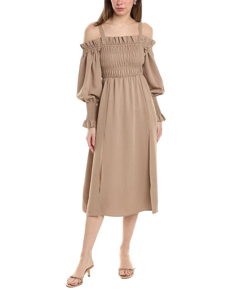 AllSaints Lary Midi Dress Brown