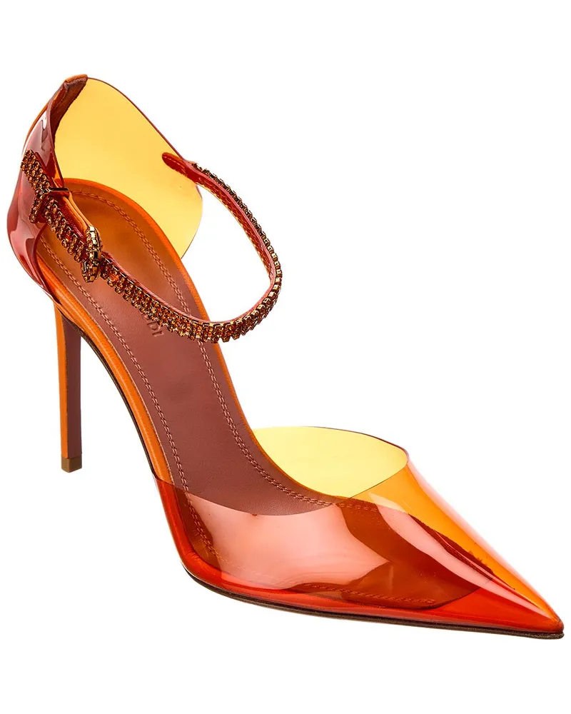 Amina Muaddi Ursina Vinyl & Leather Pump Orange