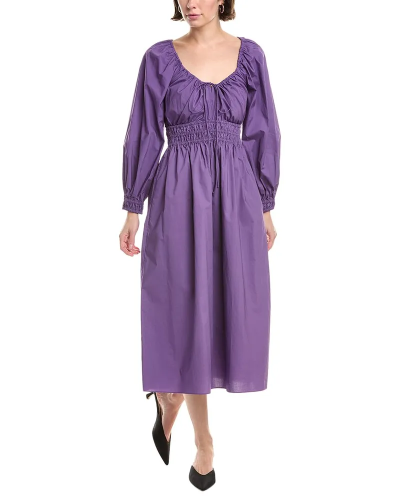 Rebecca Taylor Poplin Smocked Waist Maxi Dress Nocolor