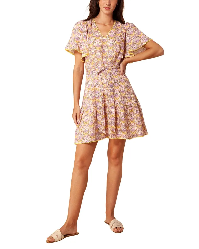 Hale Bob V-Neck Linen Mini Dress Nocolor