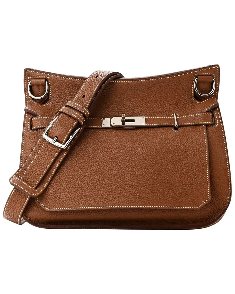 Hermès Gold Taurillon Clemence Leather Jypsiere 34 (Authentic Pre-Loved Nocolor