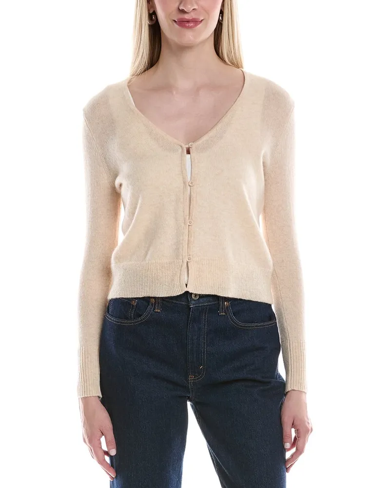philosophy V-Neck Cropped Cashmere Cardigan White