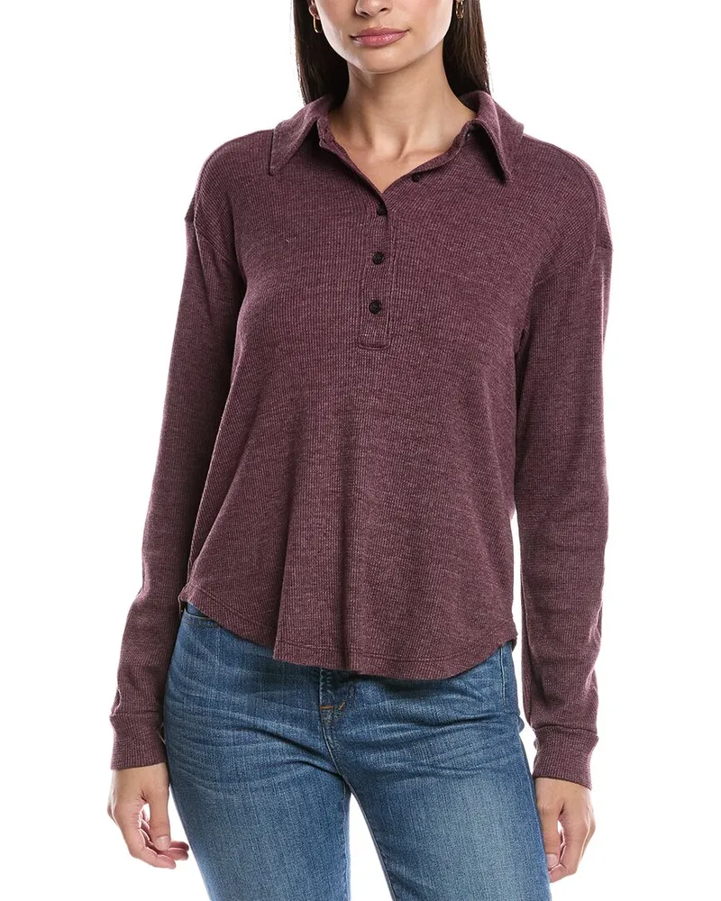 Michael Stars Amina Henley Shirt Brown