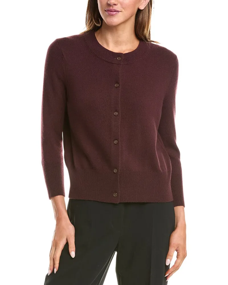 Vince Shrunken Wool-Blend Cardigan Purple