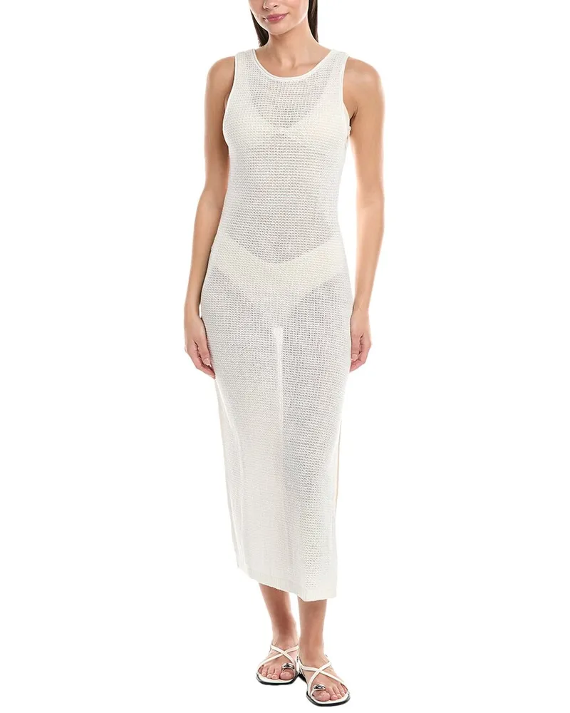 Onia Knit Scoop Back Linen Maxi Dress White