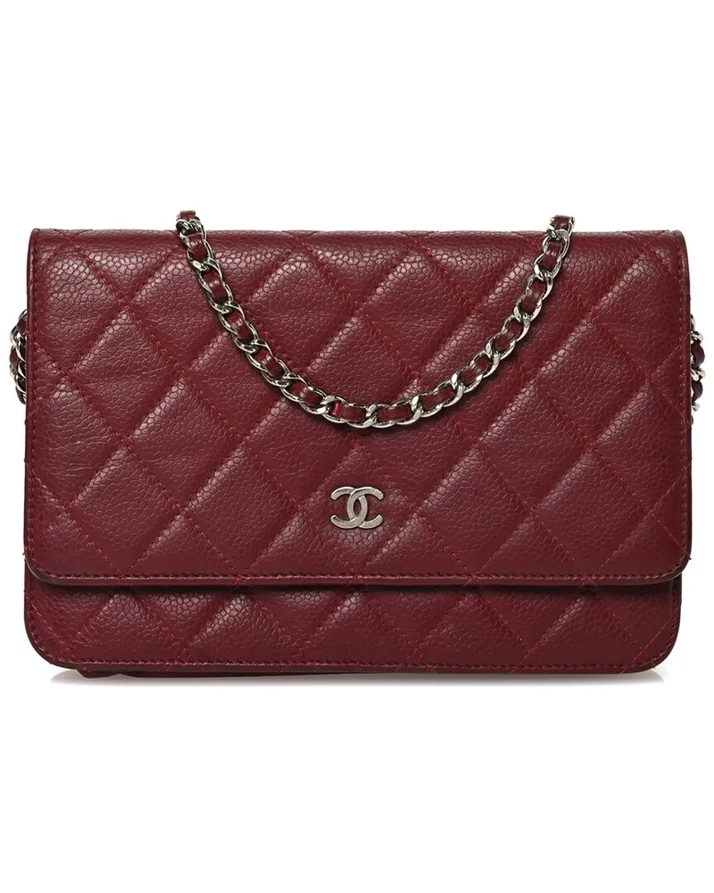 Chanel Burgundy Caviar Quilted Leather Wallet On Chain (Authentic Pre-Loved Nocolor