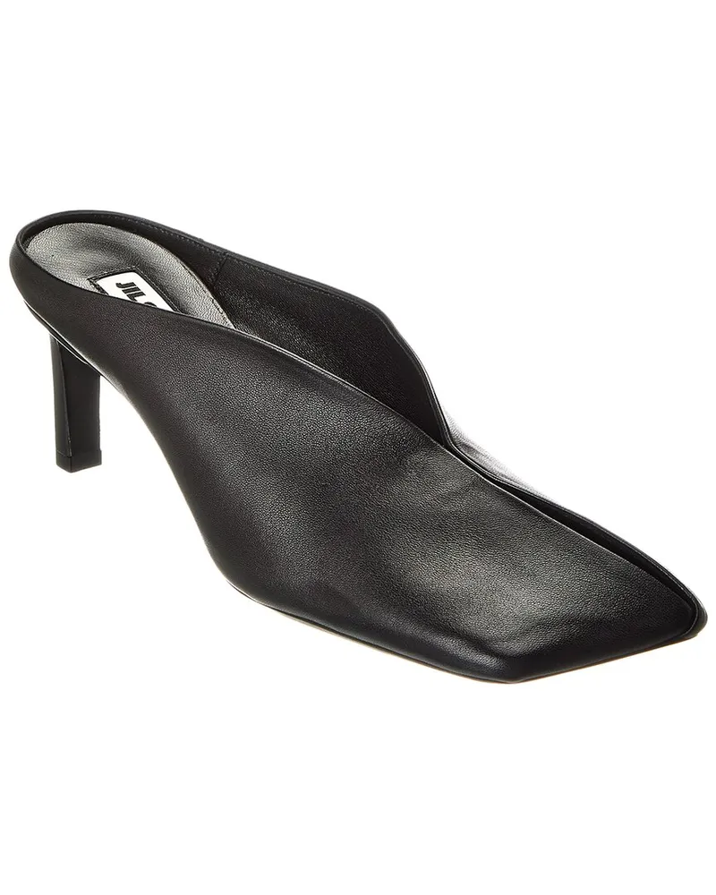 Jil Sander Logo Leather Mule Black