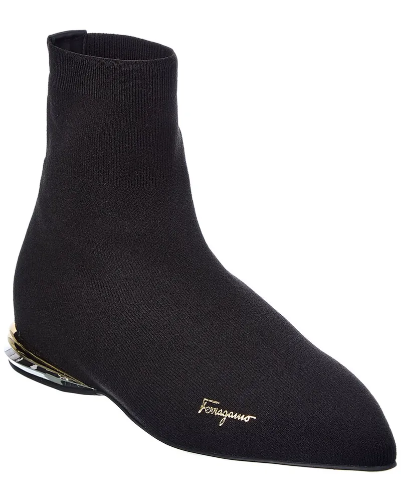 Ferragamo Missy Knit Sock Bootie Black