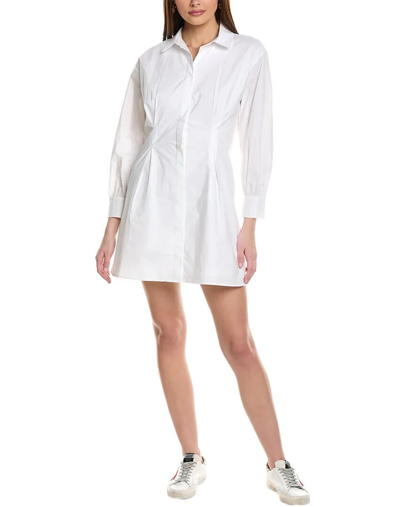 Frame Denim Pleated Shirtdress White