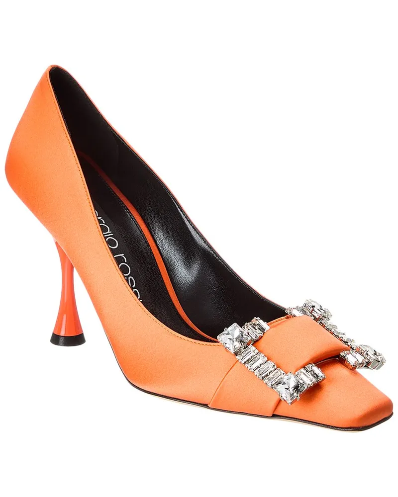 Sergio Rossi SR Twenty Buckle Satin Pump Orange