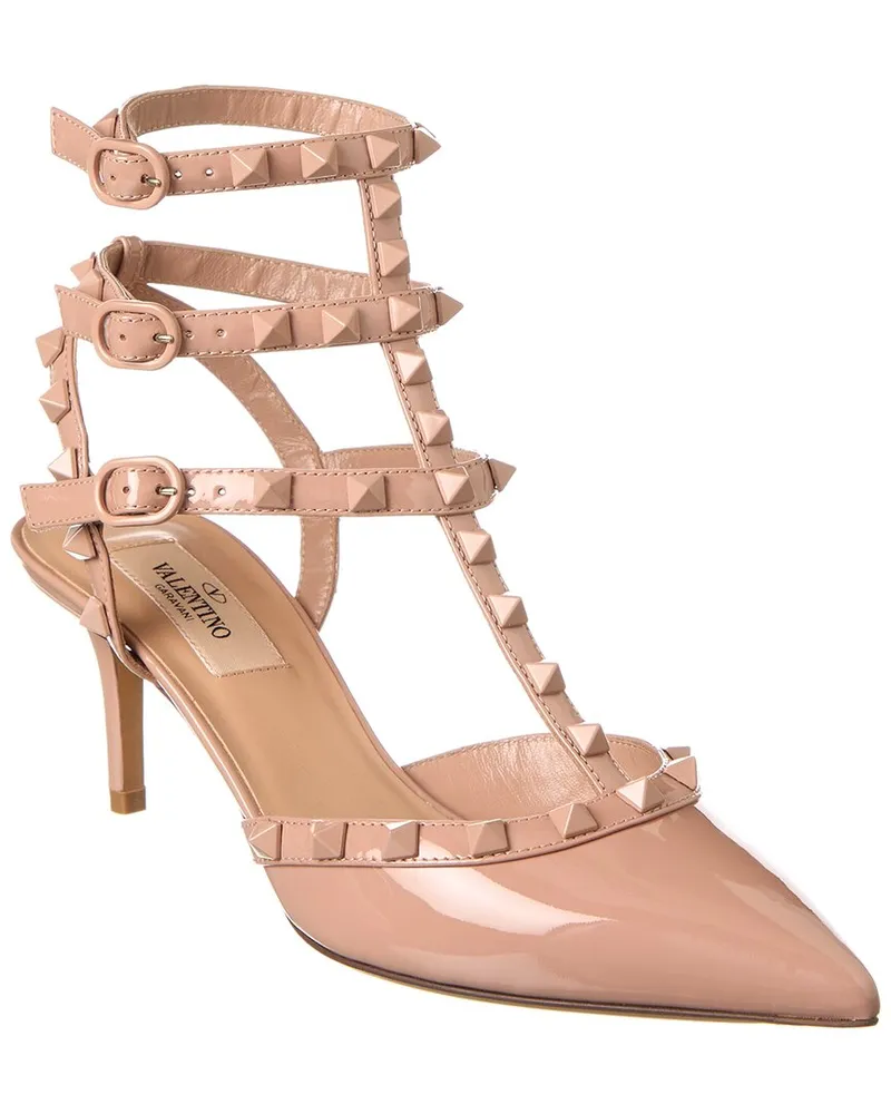 Valentino Garavani Rockstud Caged 65 Patent Ankle Strap Pump Pink