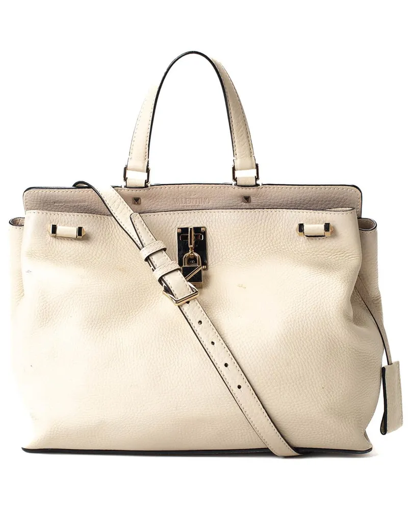 Valentino Garavani White Leather Joylock Crossbody Tote (Authentic Pre-Loved Nocolor