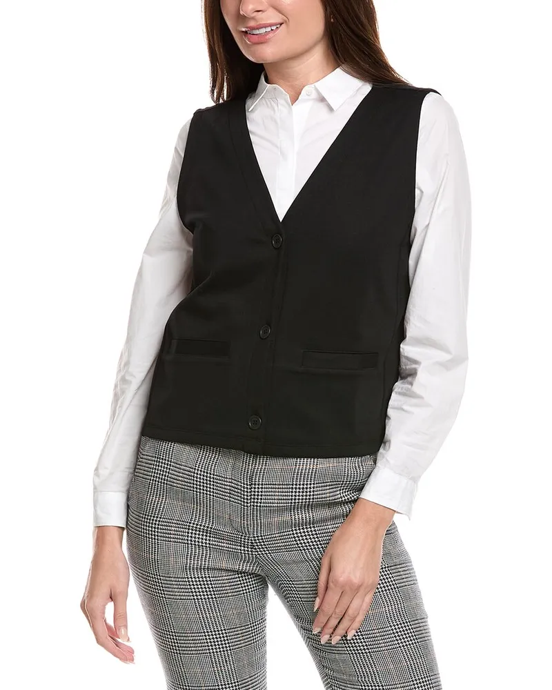 Eileen Fisher Button Front Vest Black