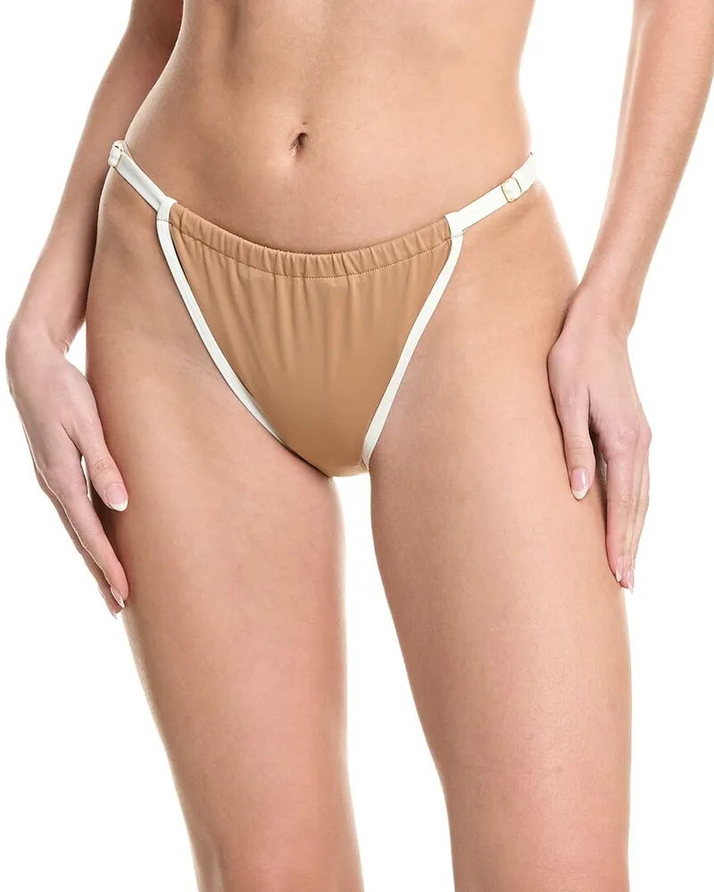 WeWoreWhat Adjustable Ruched Bikini Bottom Brown