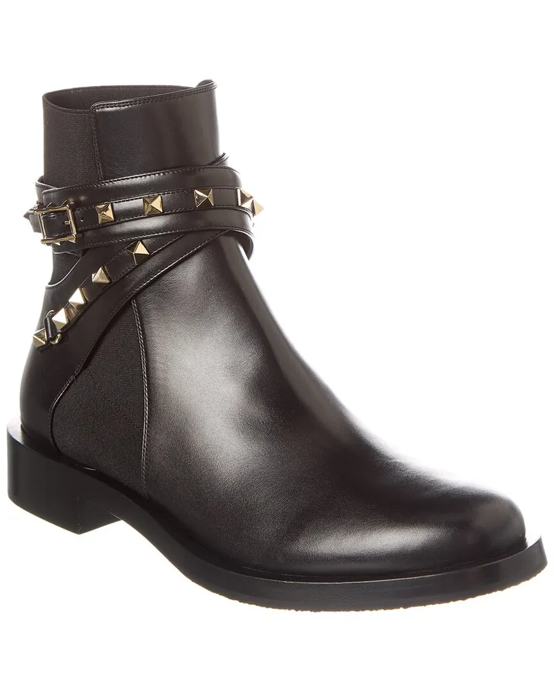 Valentino Garavani Rockstud Leather Boot Black