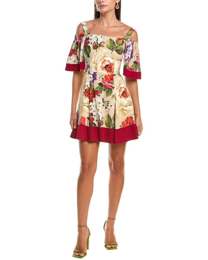 Dolce & Gabbana Silk-Blend Mini Dress Beige