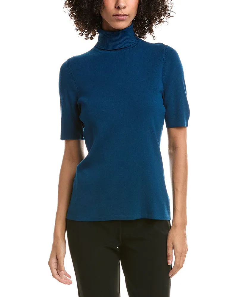 Anne Klein Half Sleeve Turtleneck Sweater Blue