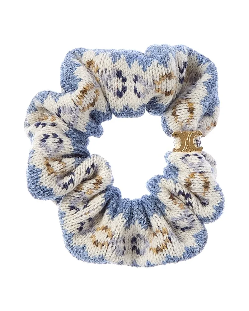 Celine Fairisle Wool Scrunchie Blue