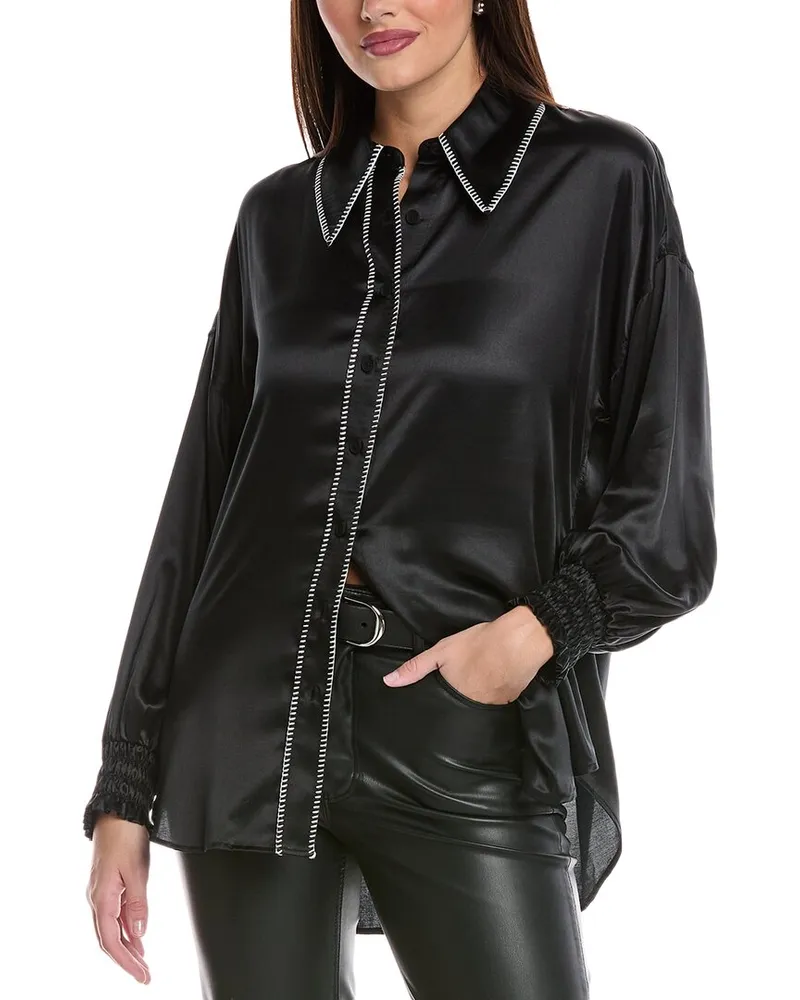 AllSaints Charli Stitch Silk-Blend Shirt Black