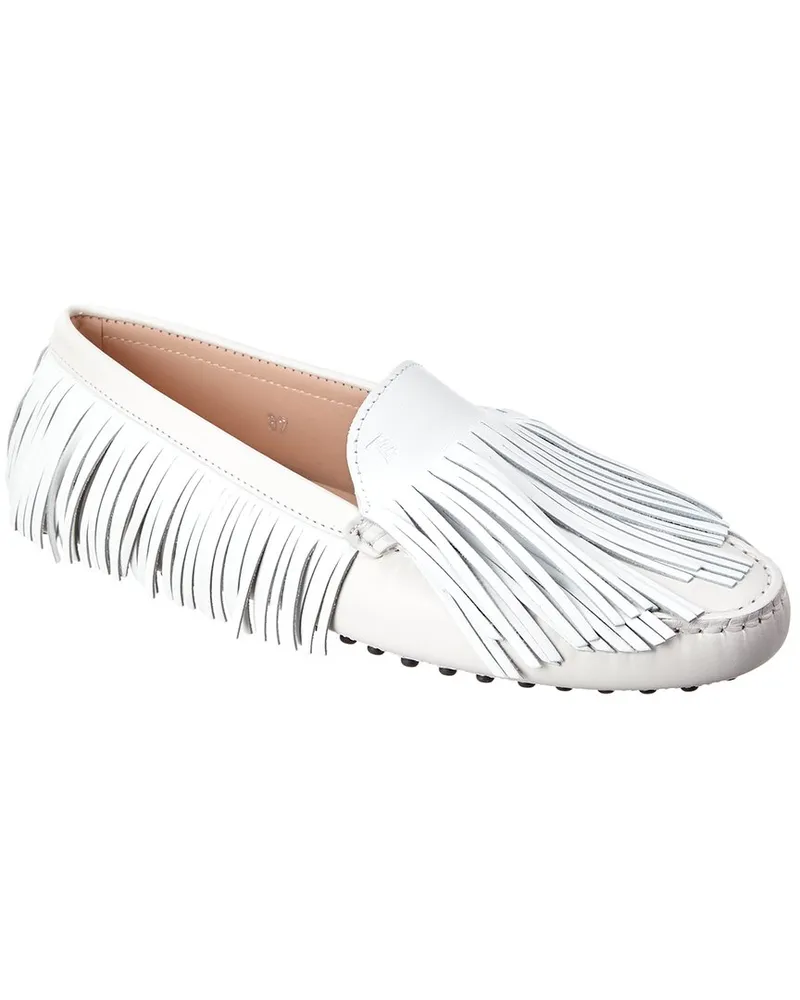 TOD'S TOD’s Tassel Fringe Leather Loafer White