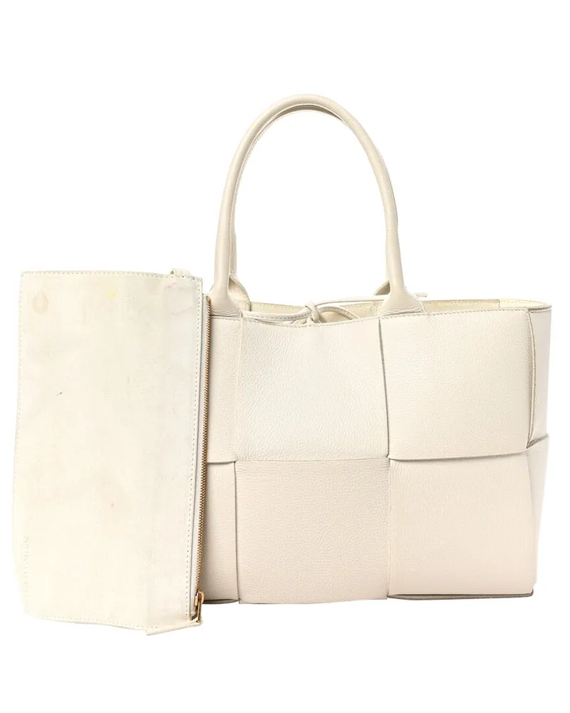 Bottega Veneta White Maxi Intrecciato Leather Small Arco Tote (Authentic Pre-  Loved Nocolor