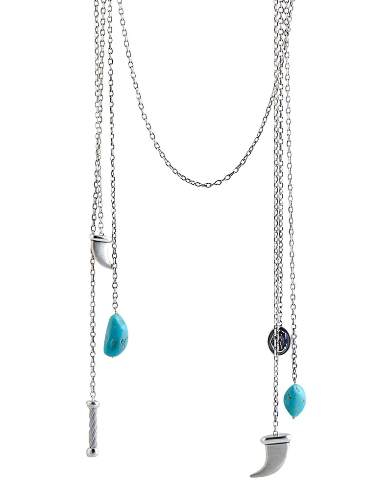 CHARRIOL Stainless Steel Turquoise 36in Necklace Nocolor