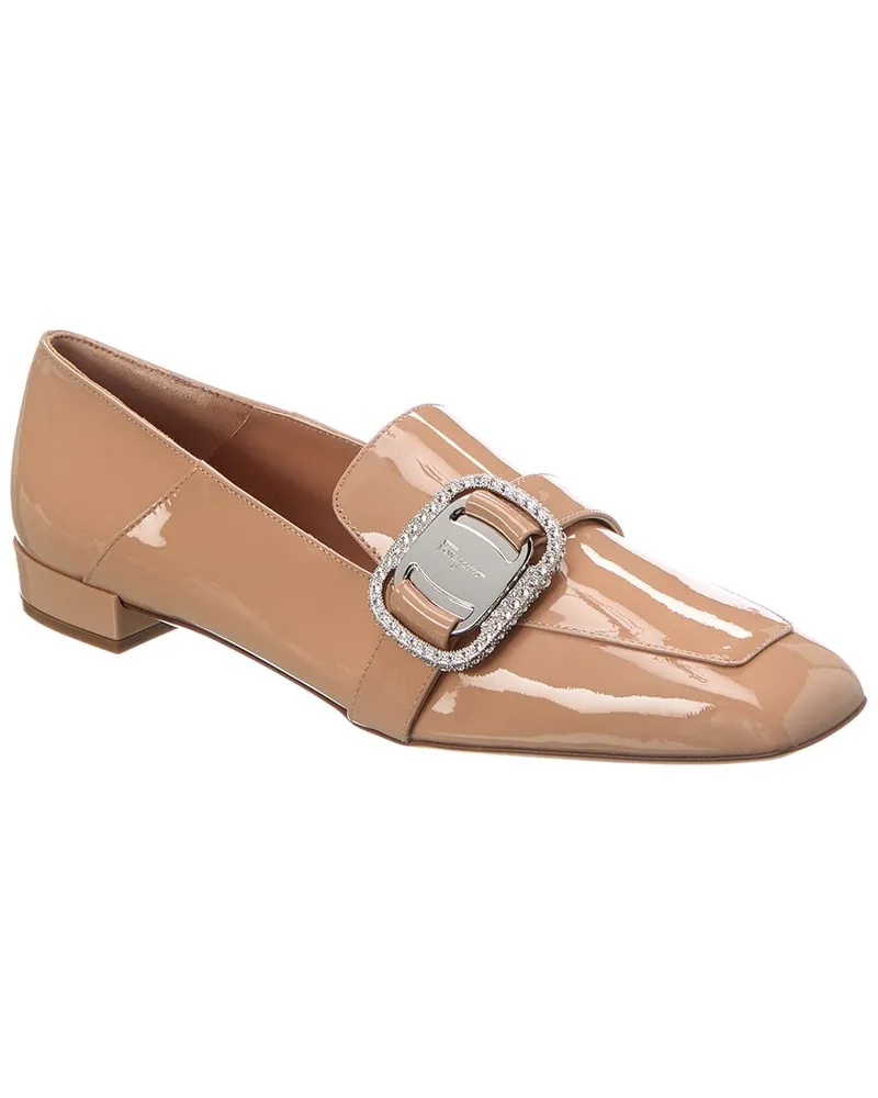 Ferragamo Vara Patent Loafer Beige