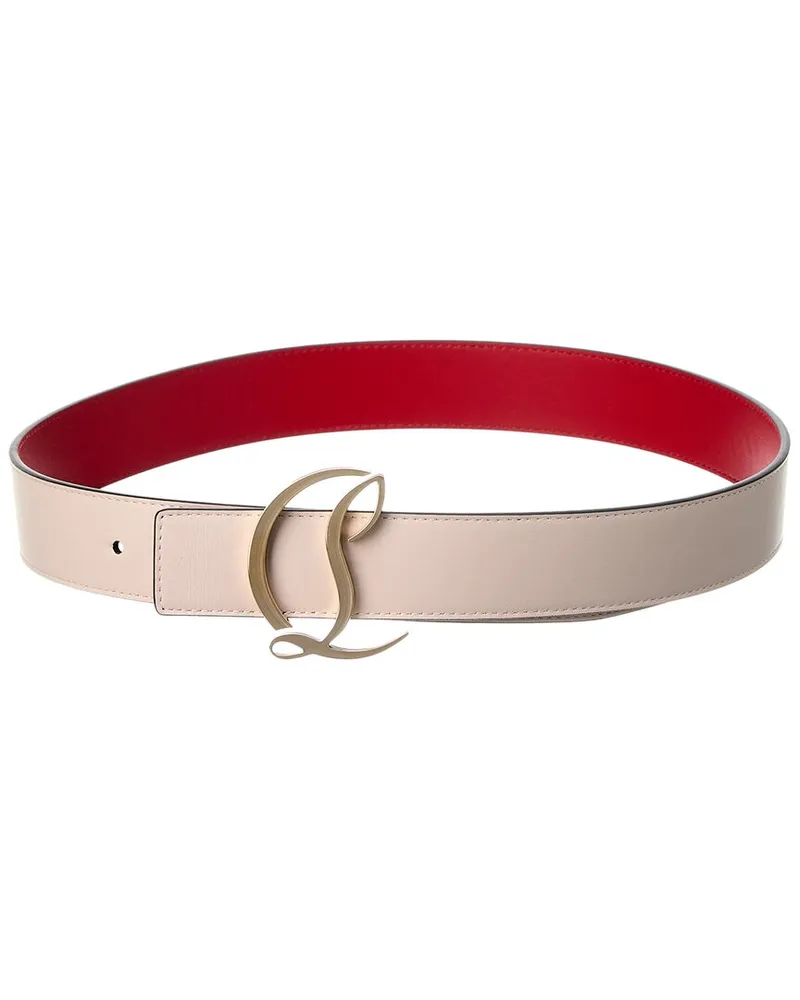 Christian Louboutin CL Logo Leather Belt White